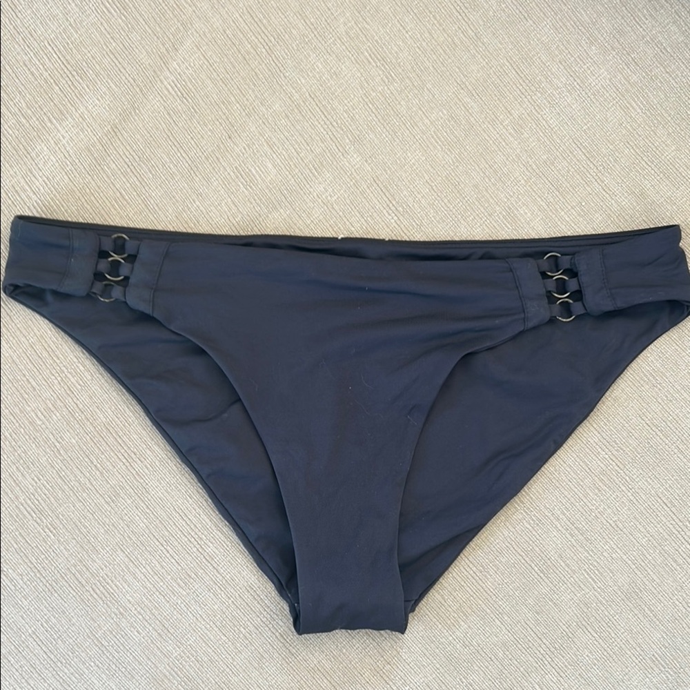 Black Bikini Bottom with Ring Accents